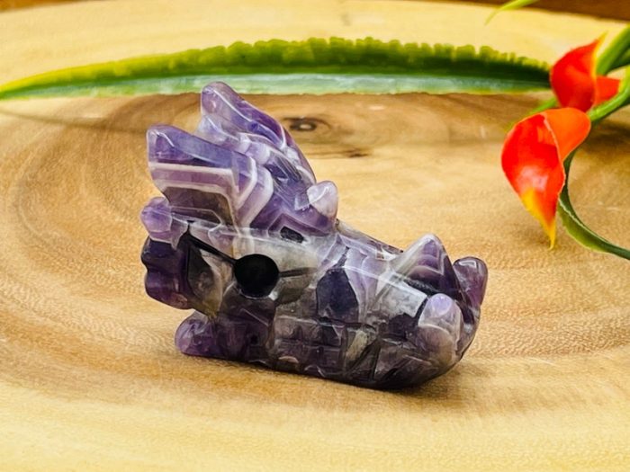 Amethyst Crystal Dragon Head | Amethyst Dragon Skull | Realistic Details | Healing Fine Art Sculpture