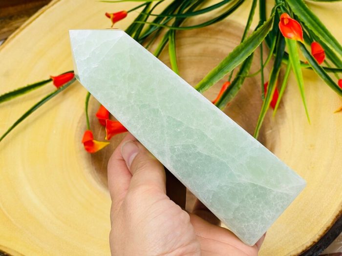 Aqua Blue Calcite Obelisk | Caribbean Blue Calcite Tower | Calcite Point | Handmade Obelisk | Healing Crystal | Metaphysical | Home Decor