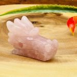 Rose Quartz Crystal Dragon Head | Rose Quartz Dragon Skull | Realistic Details | Healing Fine Art Sculpture