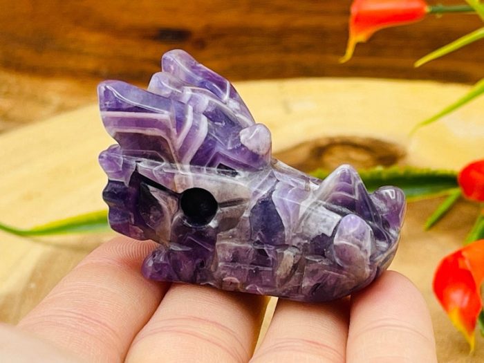 Amethyst Crystal Dragon Head | Amethyst Dragon Skull | Realistic Details | Healing Fine Art Sculpture