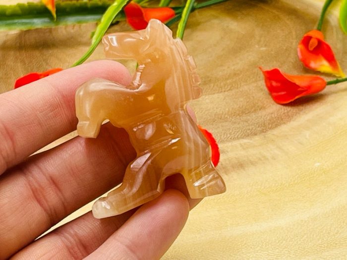 Honey Caramel Calcite Flying Horse Figurine | Crystal Animal Standing Statuette | Metaphysical Healing Crystal | Sacred Animal | 2"