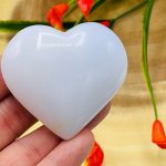 Blue Chalcedony Heart Stone | Pocket Polished Gemstones | Puffy Heart | Healing Crystals & Stones | Throat Chakra | Reiki Stone | Handmade