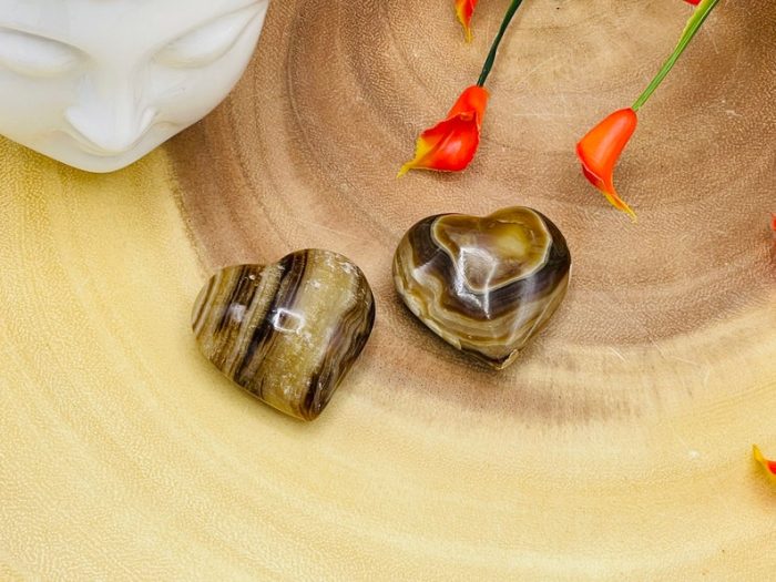 Root Beer Calcite Heart Stone | Chocolate Calcite | Handmade | Polished Gemstones | Healing Crystals & Stones | Meditation | Reiki 1.5", 2"