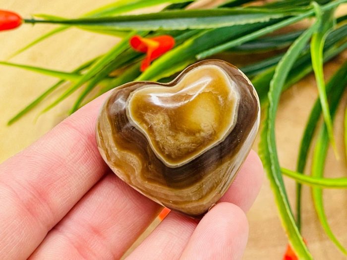 Root Beer Calcite Heart Stone | Chocolate Calcite | Handmade | Polished Gemstones | Healing Crystals & Stones | Meditation | Reiki 1.5", 2"