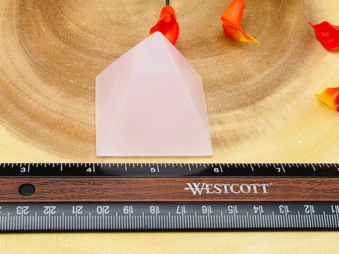 Fluorescent Rose Pink Mangano Calcite Pyramid | Calcite Crystal Pyramid | Handmade | Healing Pyramid | Metaphysical | Meditation Crystal