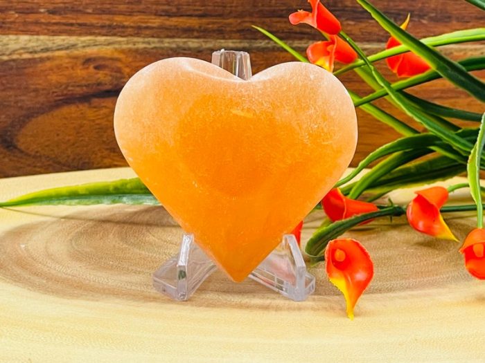 Orange Selenite Heart | Selenite Crystal Heart | Polished Selenite | Handmade | Crystal Chakra Reiki | Cleansing & Balance | Meditation