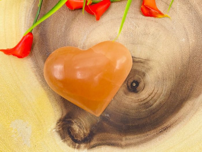 Orange Selenite Heart | Selenite Crystal Heart | Polished Selenite | Handmade | Crystal Chakra Reiki | Cleansing & Balance | Meditation