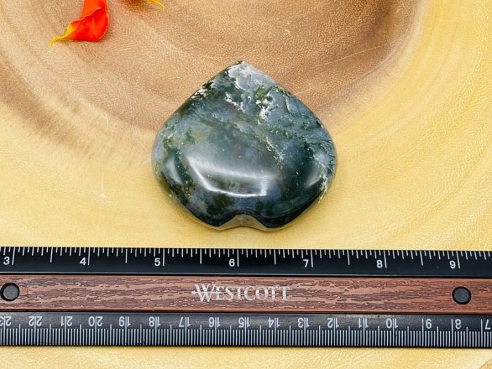 Moss Agate Crystal Heart | Moss Agate Reiki Heart | Healing Crystal | Green Moss Agate Metaphysical Chakra Crystal Palm Stone | 2 inch