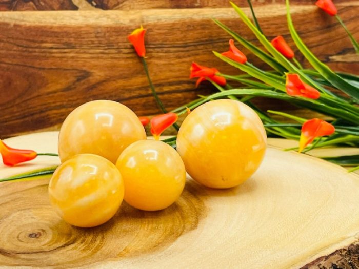 Orange Calcite Sphere | Yellow Calcite Crystal | Hand Polished | Chakra | Healing Gemstone | Cleansing & Balance | Metaphysical Crystal