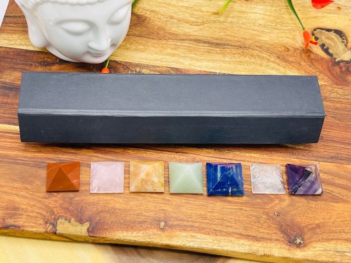 7 Chakra Pyramid Set with Beautiful Box | Healing Crystals Kit | Polished Chakra Stones | Chakra Healing Crystals | 7 Chakra Gift Set