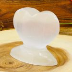 Selenite Heart With Base | Selenite Crystal Standing Heart | Polished Selenite Crystal | Crystal Chakra Reiki | Cleansing & Balance 3" X 3"
