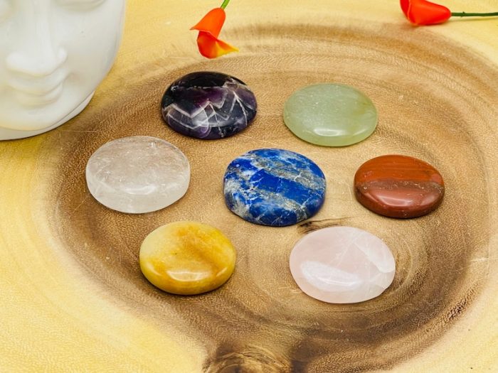 7 Chakra Round Palm Stone Set | 7 Chakra Polished Smooth Stones | 7 Chakra Healing Crystals | Reiki Chakra Gift Set