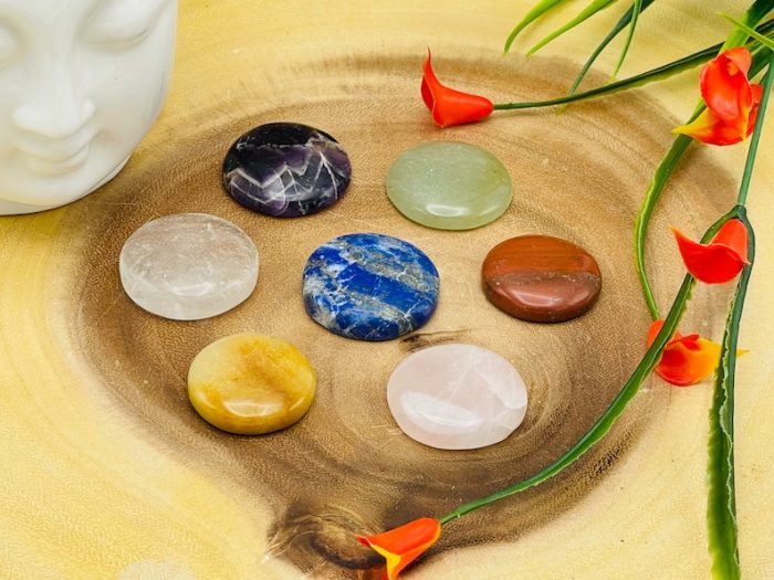 7 Chakra Round Palm Stone Set | 7 Chakra Polished Smooth Stones | 7 Chakra Healing Crystals | Reiki Chakra Gift Set