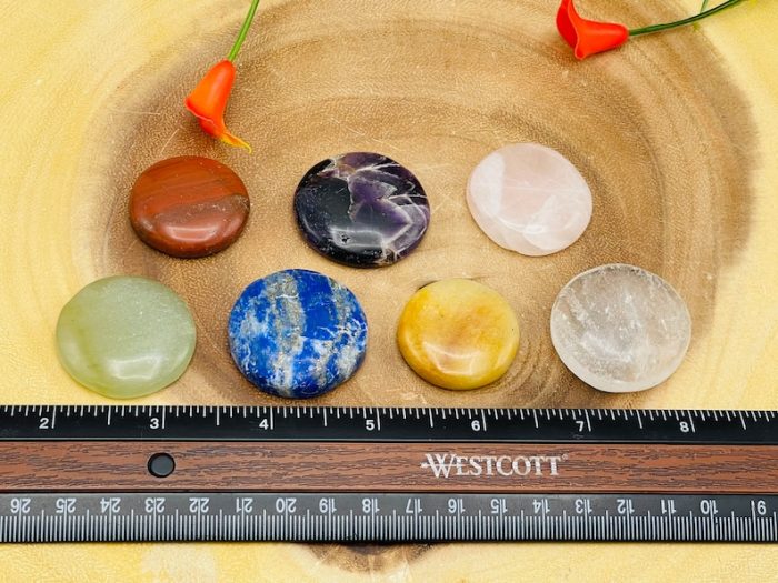 7 Chakra Round Palm Stone Set | 7 Chakra Polished Smooth Stones | 7 Chakra Healing Crystals | Reiki Chakra Gift Set