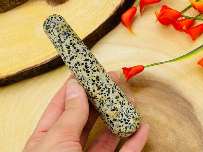 Dalmatian Jasper Massage Wand | Crystal Healing Wand | Soothing & Calming Spa Massage Wand | Stress Reliever | Healing | Root Chakra | 4"