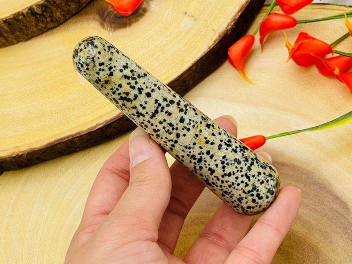 Dalmatian Jasper Massage Wand | Crystal Healing Wand | Soothing & Calming Spa Massage Wand | Stress Reliever | Healing | Root Chakra | 4"