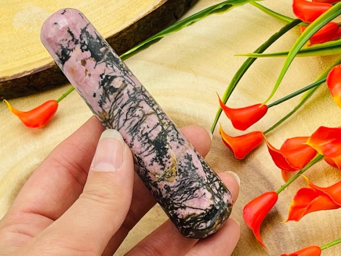 Rhodonite Massage Wand | Rhodonite Crystal Wand | Stone Of Compassion | Cleansing & Balance | Metaphysical | Massage Roller | Hand Polished