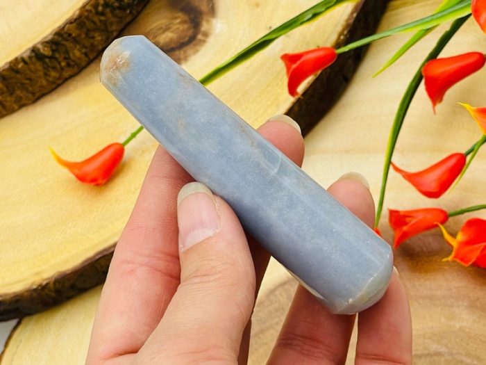 Angelite Massage Wand | Angelite Massage Stick | Reiki Massage Tool | Healing Crystal | Stress Reliever | Handmade | 4 inch