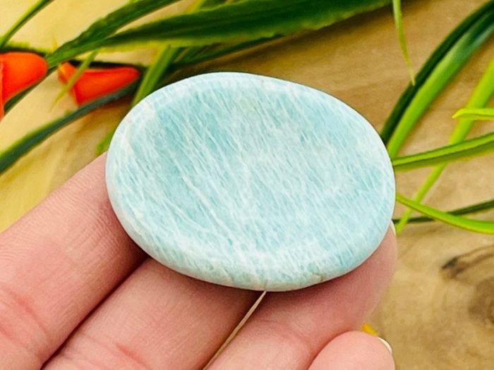 Amazonite Worry Stone | Crystal Healing Worry Stone | Amazonite Pocket Stone | Worry Massage Tool | Stress Reliever | Heart & Throat Chakra