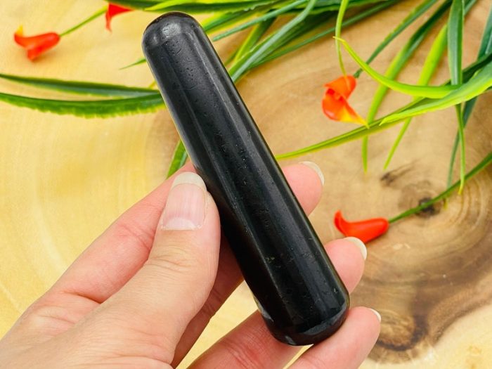 Black Tourmaline Massage Wand | Crystal Healing Wand | Black Tourmaline Soothing & Calming Spa Massage Wand | Stress Reliever Tool | 4 inch