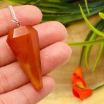 Carnelian Crystal Pendulum With Silver Plated Chain