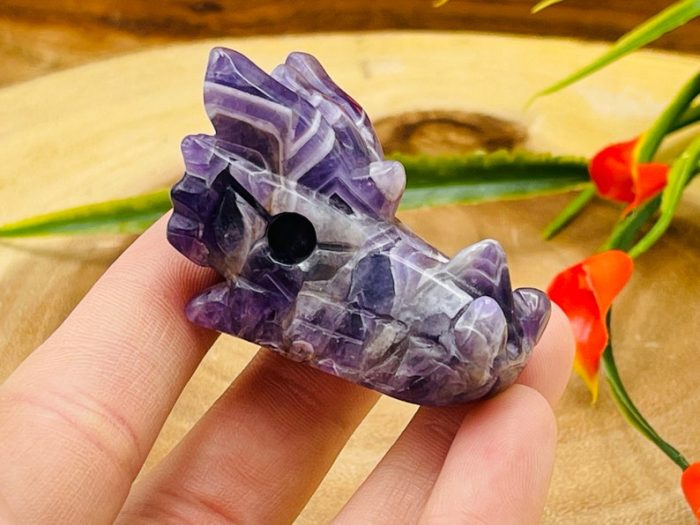 Amethyst Crystal Dragon Head | Amethyst Dragon Skull | Realistic Details | Healing Fine Art Sculpture