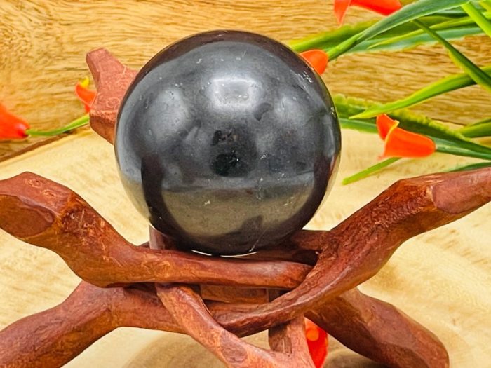 Black Tourmaline Sphere | Black Tourmaline Crystal | Black Tourmaline Gemstone Sphere | Stress Reliever | Healing Chakra | 2 inch (50 mm)