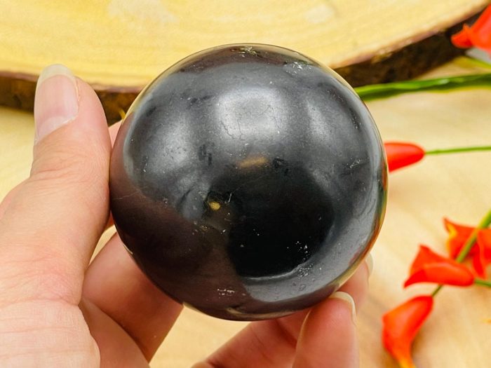 Black Tourmaline Sphere | Black Tourmaline Crystal | Black Tourmaline Gemstone Sphere | Stress Reliever | Healing Chakra | 2 inch (50 mm)