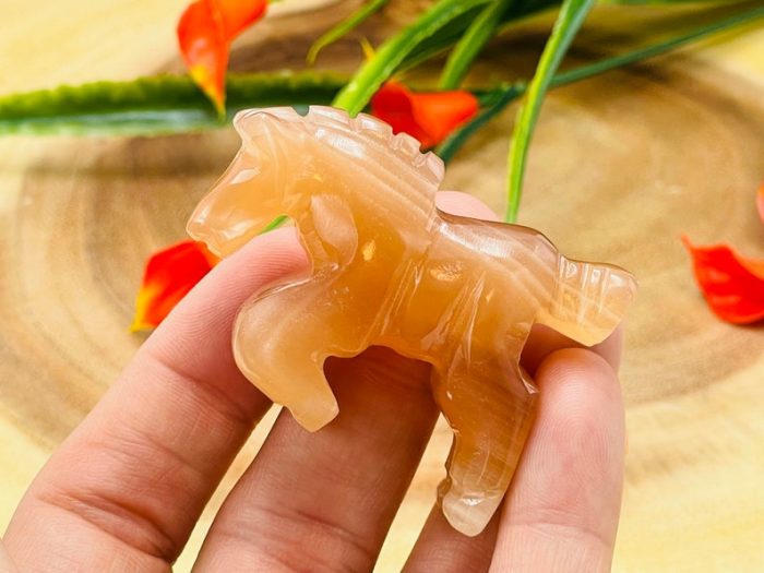 Honey Caramel Calcite Flying Horse Figurine | Crystal Animal Standing Statuette | Metaphysical Healing Crystal | Sacred Animal | 2"