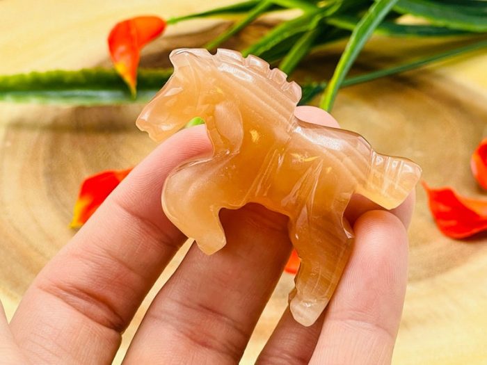 Honey Caramel Calcite Flying Horse Figurine | Crystal Animal Standing Statuette | Metaphysical Healing Crystal | Sacred Animal | 2"