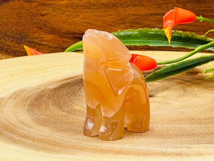 Honey Caramel Calcite Howling Wolf Figurine | Crystal Carving | Standing Statuette | Reiki Metaphysical Healing Crystal | Sacred Animal | 2"