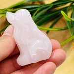 Rose Pink Mangano Fluorescent Calcite Puppy Figurine | Pink Calcite Crystal Dog | Metaphysical | Healing Crystal | Sacred Animal | 2 inch