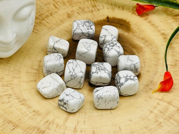 Howlite Tumbled Stones | Pocket Polished Gemstones | Howlite Healing Tumbled Crystals | Chakra Tumbled Rocks | Reiki Stone