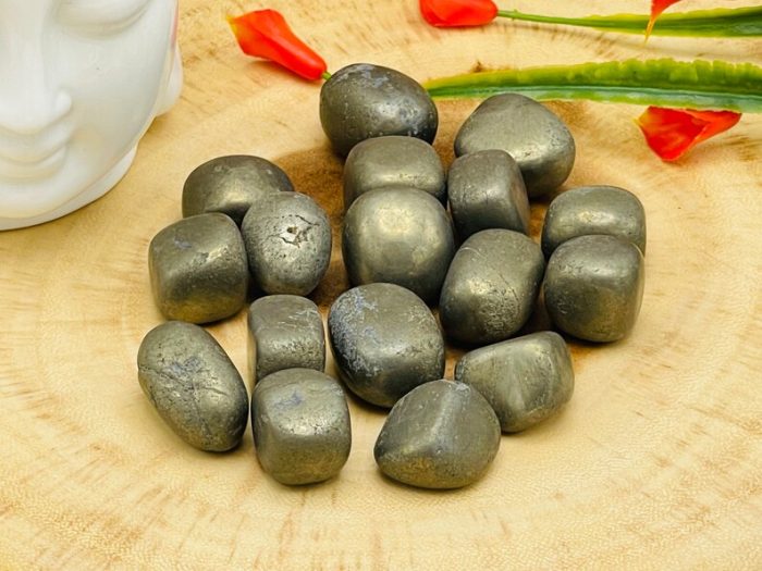 Golden Pyrite Tumbled Stones | Fools Gold Pocket Polished Gemstones | Healing Tumbled Crystals | Chakra Tumbled Rocks | Reiki Stone