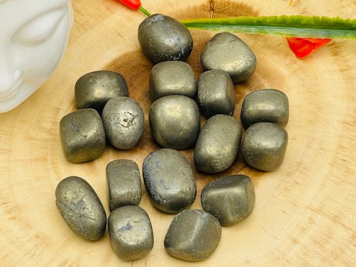 Golden Pyrite Tumbled Stones | Fools Gold Pocket Polished Gemstones | Healing Tumbled Crystals | Chakra Tumbled Rocks | Reiki Stone