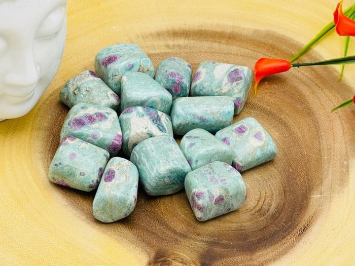 Ruby Fuchsite Tumbled Stones | Pocket Polished Gemstones | Ruby in Fuchsite Healing Tumbled Crystals | Chakra Tumbled Rocks | Reiki Stone