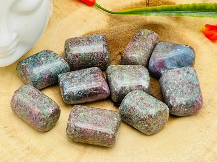 Ruby Kyanite Tumbled Stones | Pocket Polished Gemstones | Ruby in Kyanite Healing Tumbled Crystals | Chakra Tumbled Stone | Reiki Stone