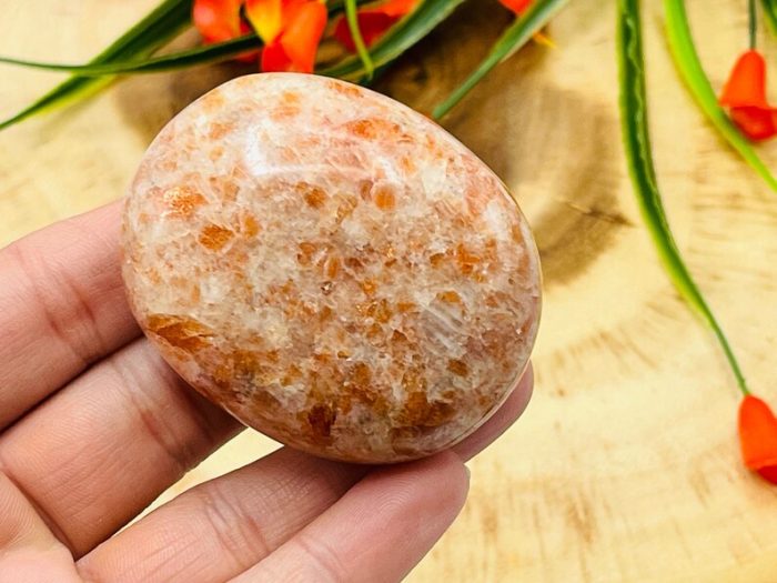 Sunstone Palm Stone | Sunstone Pocket Stone | Base and Sacral Chakras | Cleansing & Balance | Metaphysical Crystal | Stone of Joy