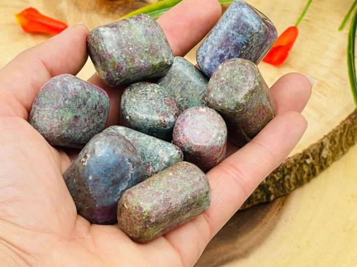 Ruby Kyanite Tumbled Stones | Pocket Polished Gemstones | Ruby in Kyanite Healing Tumbled Crystals | Chakra Tumbled Stone | Reiki Stone