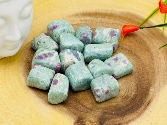 Ruby Fuchsite Tumbled Stones | Pocket Polished Gemstones | Ruby in Fuchsite Healing Tumbled Crystals | Chakra Tumbled Rocks | Reiki Stone