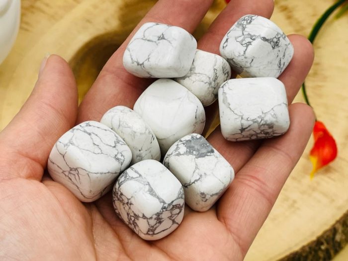 Howlite Tumbled Stones | Pocket Polished Gemstones | Howlite Healing Tumbled Crystals | Chakra Tumbled Rocks | Reiki Stone