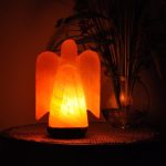 Himalayan Pink Salt Angel Shape Lamp, Pure & Authentic, Dimmer Switch, Wood Base, Night Light, Home Decor, 9" Height