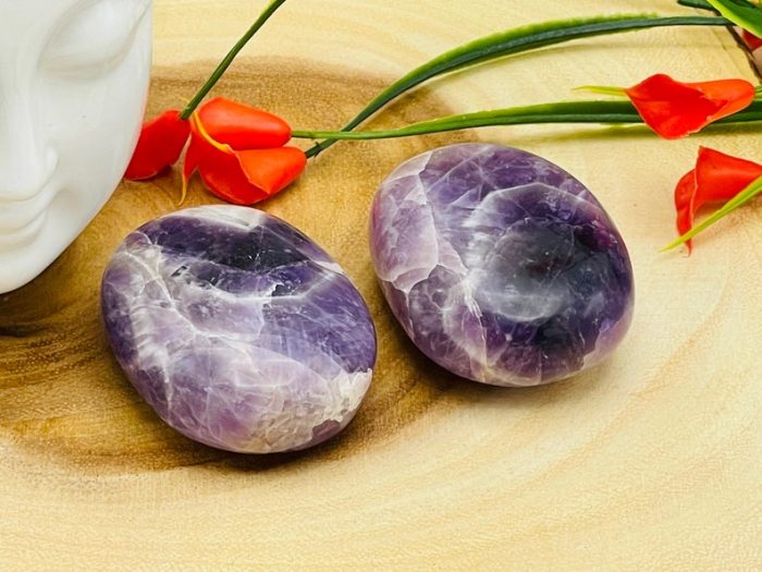 Amethyst Palm Stone | Amethyst Crystal Stone | Amethyst Pocket Stone | Metaphysical Healing Tool | Crown Chakra | Reiki Crystal