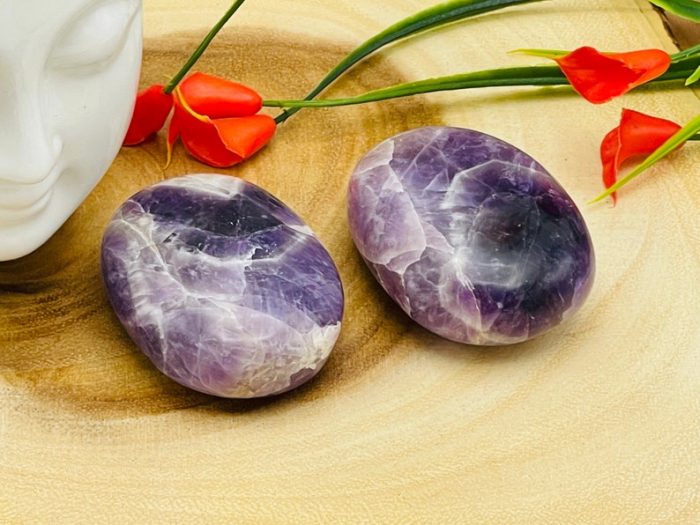 Amethyst Palm Stone | Amethyst Crystal Stone | Amethyst Pocket Stone | Metaphysical Healing Tool | Crown Chakra | Reiki Crystal