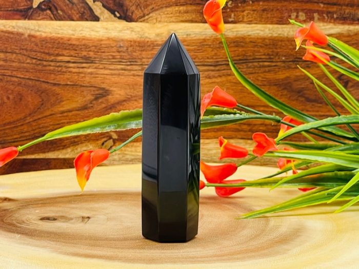 4" Black Obsidian Pointer | Black Obsidian Tower | Obsidian Crystal Point | Reiki Tool | Healing Crystal | Stress Reliever | Crystal Tower