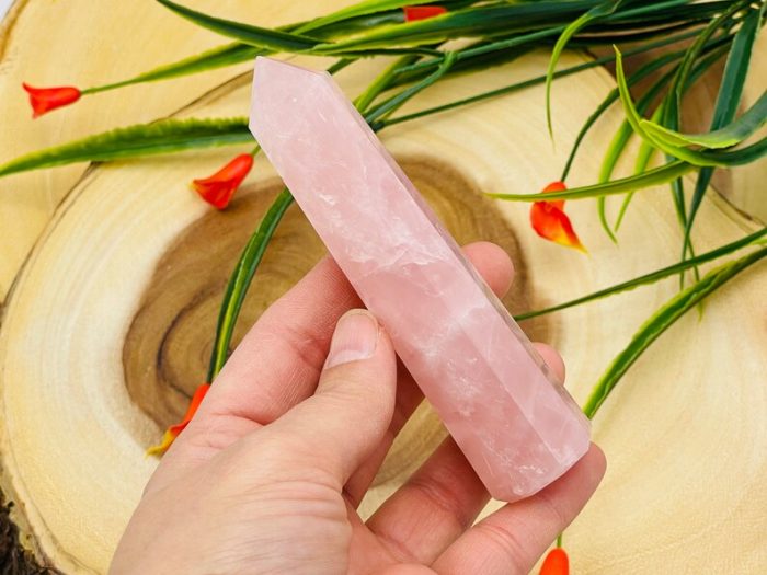 Rose Quartz Obelisk | Rose Quartz Tower | Rose Quartz Crystal Point | Reiki Tool | Healing Crystal | Stress Reliever | Crystal Tower | 4"