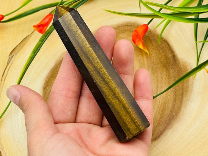 Tiger Eye Obelisk | Tiger Eye Tower | Tiger Eye Crystal Point | Reiki Tool | Healing Crystal | Stress Reliever | Crystal Tower | 4"