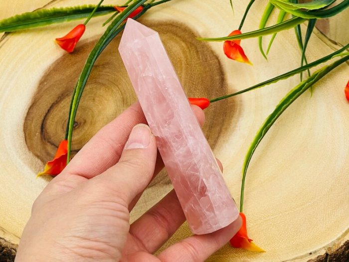 Rose Quartz Obelisk | Rose Quartz Tower | Rose Quartz Crystal Point | Reiki Tool | Healing Crystal | Stress Reliever | Crystal Tower | 4"