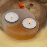 4" White & Orange Selenite Ying Yang Style Tea Light Candle Holders | Home Decor | Calming and Soothing | Meditation Healer | Reiki