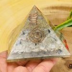 Rainbow Moonstone Orgone Pyramid with Reiki Sign with Clear quartz Point | Moonstone Orgonite Pyramid | Reiki Chakra Pyramid | 3"